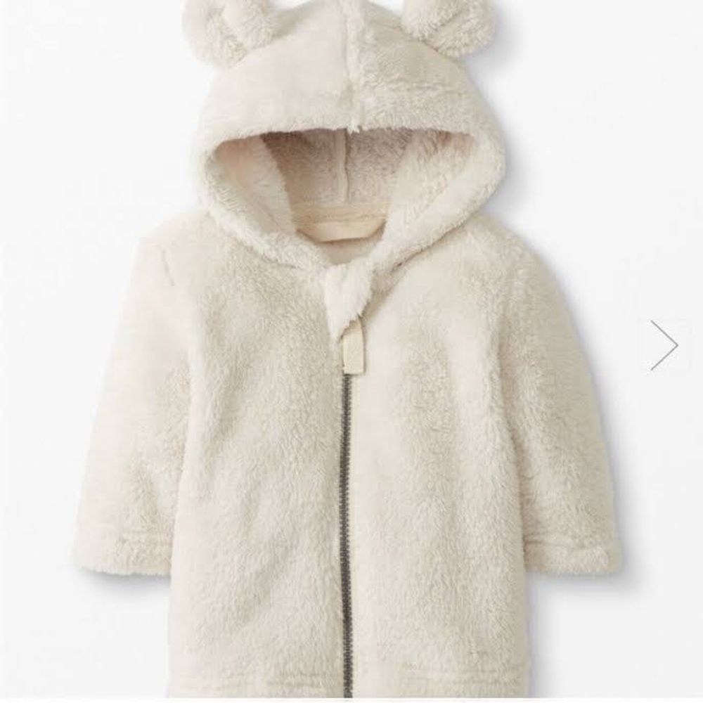 NWOT Hanna Andersson Baby Bear Fleece Jacket in Recycled Marshmallow 0-3 mos